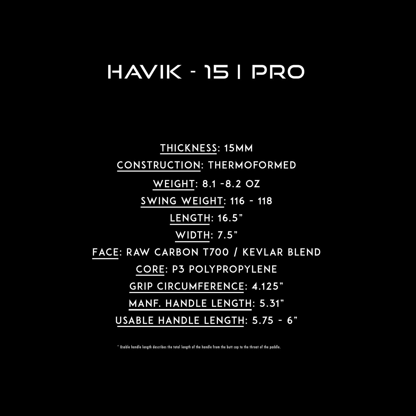 Havik 15 Pro — All Court Paddle with Balance of Power + Control